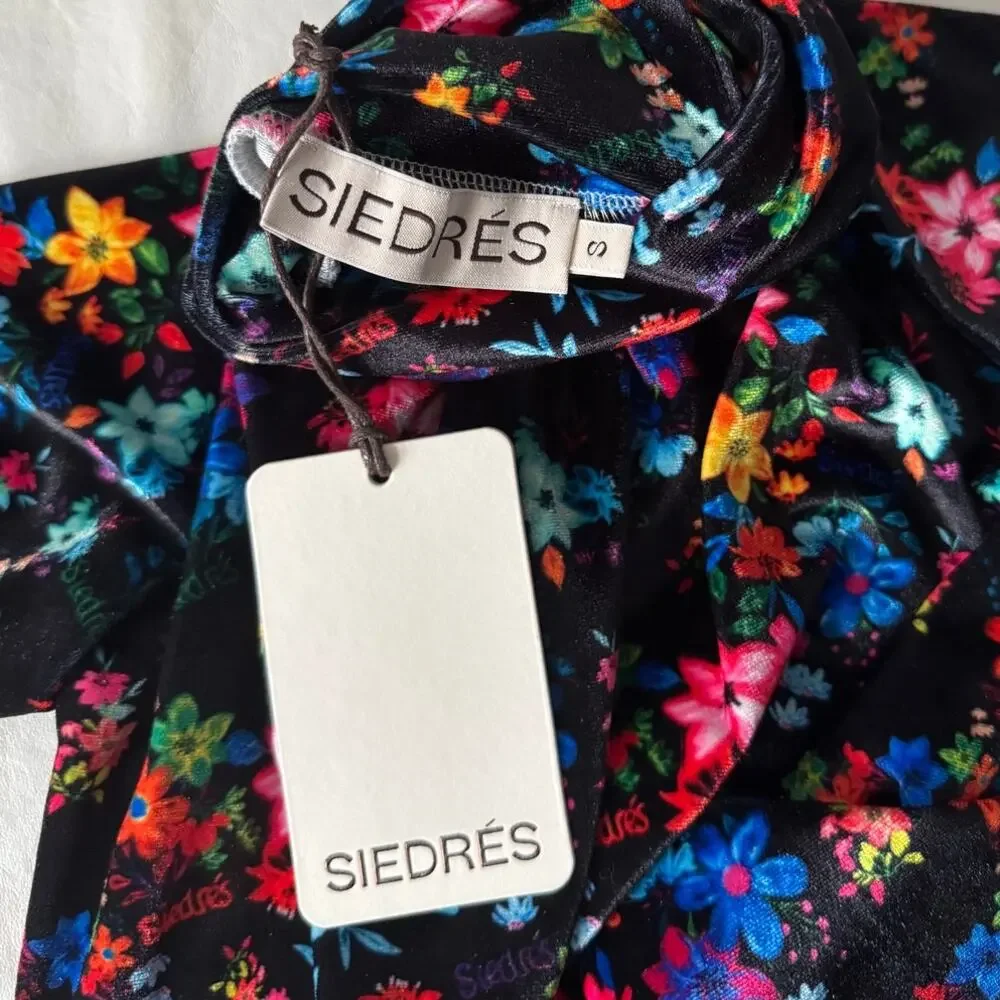 New Siedres Cody Velvet Floral Printed Fitted Turtleneck Top Size S - Picture 5 of 11